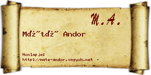 Máté Andor névjegykártya